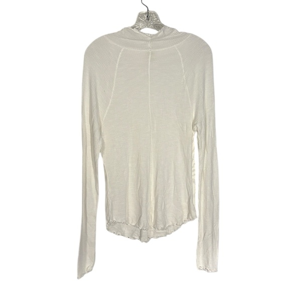 Free People Make It Easy Thermal Long Sleeve Top White XL Fitted Turtleneck Soft - Picture 3 of 7